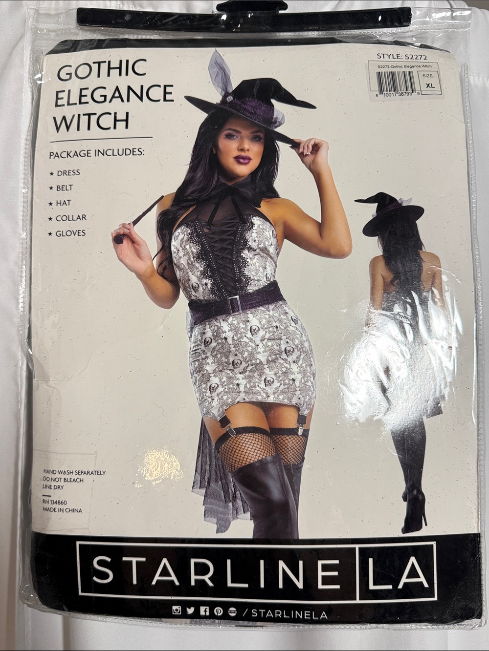Starline LA Gothic Elegance Witch Mini Dress in Black & Silver